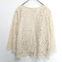 【ブラウス 七分袖】レース(М)トップス レディース 透け感 オフホワイト