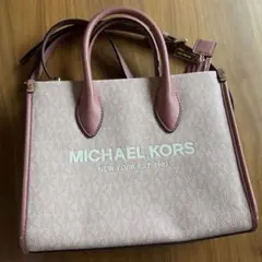 マイケルコース MIRELLAトップジップショッパークロスボディスモール ピンク