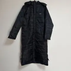 黒のフード付きロングベンチコート M
