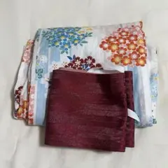 浴衣　花柄　レディース　セット　帯付き　水色 yukata 可愛い フリーサイズ