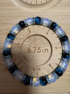 No28 手作り天然石ブルータイガーアイブレスレット 6.75in