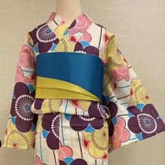 1点のみ 浴衣 レディース Y11 花柄 紫 黄色 ゆかた 女物