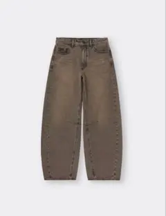 GU ジーユー バレルレッグジーンズ デニム パンツ M ブラウン