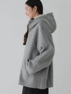 crewre リバーフーデッドミドルコート　ライトグレーsize3