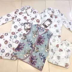 新品未使用 ディズニー アナ雪 蓄光 光るパジャマ スリーパー 3点 130