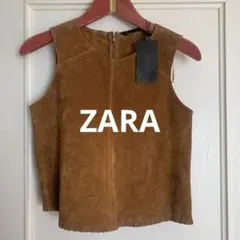 新品タグ付き　ZARAブラウン スエード ノースリーブ タンクトップ