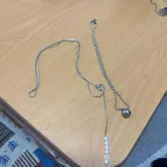 シルバー パール付きロングネックレス