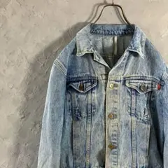 90s ヴィンテージ　デニムジャケット　Gジャン　色落ち　古着　ブルー　LO15