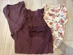 美品　ベビー服70センチ ジャンスカとロンパースの3点セット　ほぼ半額