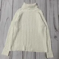 L.L.Bean コットン100 ケーブルニット タートルネック オフホワイトのサムネイル