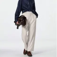 GUタックワイドパンツ アイボリー 白