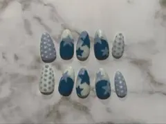 ネイルチップ ウィッシュコア y2k スター 星 ブルー 青 水色 ドット 平成