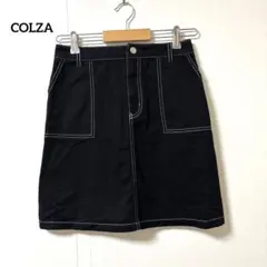 コルザ【M】台形ミニスカート ブラック ステッチ 後ろゴム 綿100%ポケット4