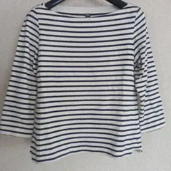UNIQLO ユニクロ　ボーダーカットソー　七分袖 ボートネックTシャツ　M