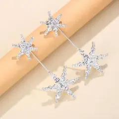 ロングピアス　ピアス　シルバー　星　お呼ばれ　華やか1231 結婚式　大き目