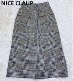 NICE CLAUP スリット チェック柄 スカート スリット F