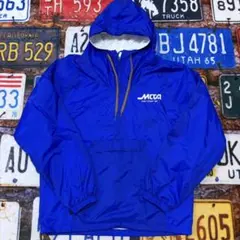 CHARLES RIVER アノラックパーカー M ブルー 企業ロゴ 古着