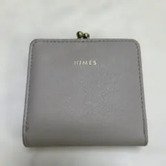 未使用　NIMES 二つ折りコンパクト財布 ライトグレー がま口のサムネイル