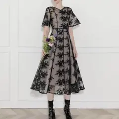 Leja 花柄後ろリボン半袖キャミワンピースセットアップ Lサイズ