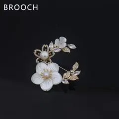 パール フラワー ブローチ 桜 ゴールド コサージュ