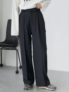 【forksy.】センタープレス ハイウエストストレートスラックスパンツ