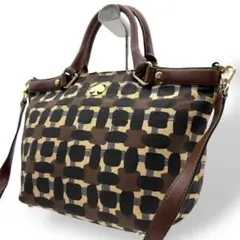 ケイトスペード ハンドバッグ 2way 腕掛け 斜め掛け キャンバス ブラウン系