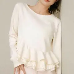 COCO DEAL 【愛され名品】ペプラムブラウスセットニット ベージュ