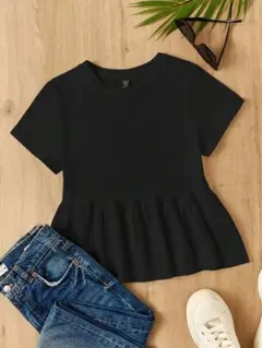 SHEIN 大きいサイズ　黒 フレア Tシャツ 未使用