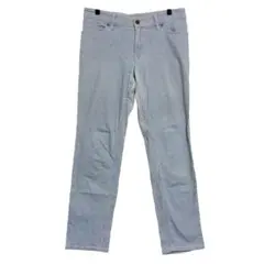 無印良品　ストライプストレートデニム　水色　白　25/ M