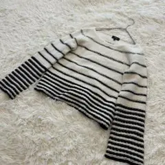 セオリー ニット ボーダーウール カシミヤ クルーネック 白黒 長袖 S