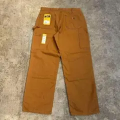 新品 カーハート B136 ウォッシュド ダック ダブルニー パンツ茶 W34