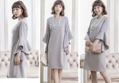 新品　ひざ丈ワンピース　パーティードレス グレー 結婚式 二次会 卒業式　大きい