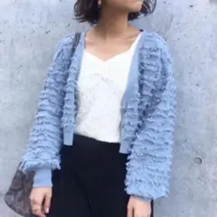 新品未使用　カスタネ　フリンジカーディガン　羽織り　ブルー