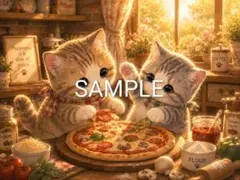 ねこ ピザ A4 デザインペーパー