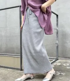 チャオパニックティピー ︎✿ すっきりシルエット リブスカート グレー