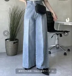 プロズヴェール　センタープレスハイウエストワイドデニム　サックスブルーのサムネイル