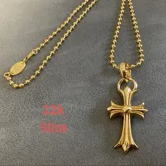 22k スタンダードクロス　ボールチェーン　ネックレス　50㎝