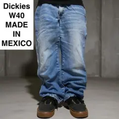 メキシコ製ディッキーズw40l29ジーンズ青ブルー極太デニム古着ジーパン中古品