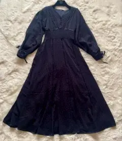 ダズリン dazzlin ピンタックフラワーワンピース ネイビー S