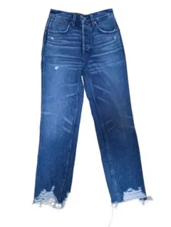 【美品】アバクロ Annieハイライズ アンクルストレート フリンジデニム 24