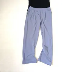 【ユニクロ】クレープジャージーストレートパンツ『L』ブルー系　ワイド カジュアル