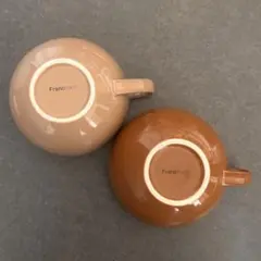 Francfranc スープカップ　ペア　ブラウン•ベージュ