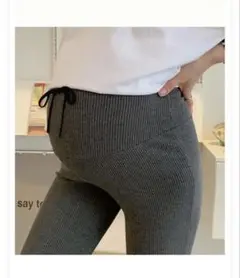 マタニティ リブパンツ レギンス ブラック