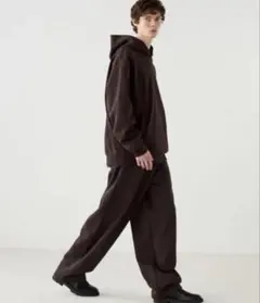 UNIQLO Ｃ　スウェットワイドパンツ/DARK BROWNサイズ: L