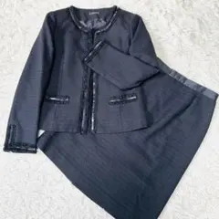 a.v.v セレモニーセットアップ ノーカラージャケット スカート 38/M 黒