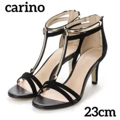 carinoメタリックTストラップサンダル 23cm クッション入り 黒スエードのサムネイル