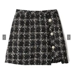 GRL インパン裏地付きアシンメトリーツイードチェックミニスカート[ai48]