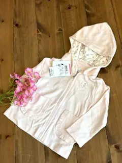 【新品タグ付き】組曲 ベビー フード付きパーカー 80cm 綿100％ ピンク