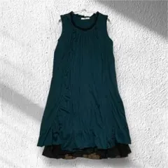 【MIXTO】连衣裙 下擺喇叭 袖口無袖 U型領 及膝 LL