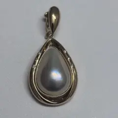 田崎真珠 タサキ TASAKI K18 マベパール ダイヤ付き ペンダントトップ